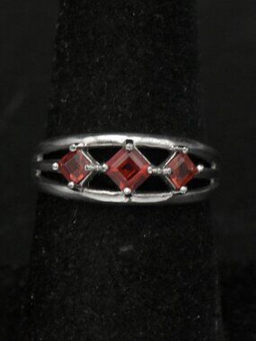 Ross-Simons - Vintage Garnet Sterling Silver Ring - Size 7
